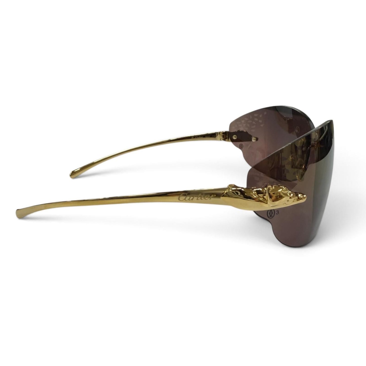 Cartier Rimless Two Point Sunglasses Gold Brown Demo Lens Eyewear — view 5