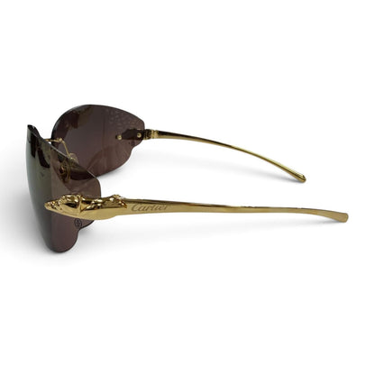 Cartier Rimless Two Point Sunglasses Gold Brown Demo Lens Eyewear — view 4