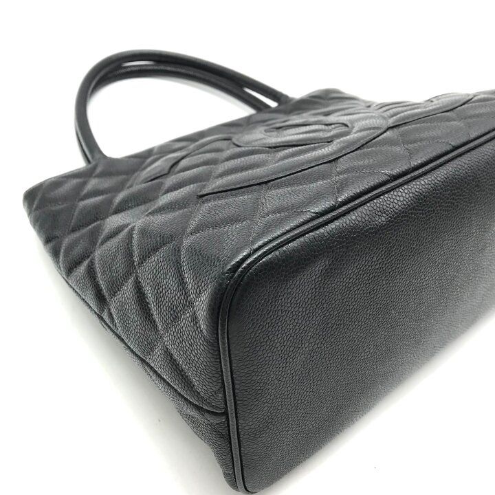 Chanel CC Logo Caviar Leather Medallion Tote Bag Black — view 4