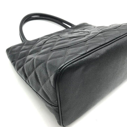 Chanel CC Logo Caviar Leather Medallion Tote Bag Black — view 4