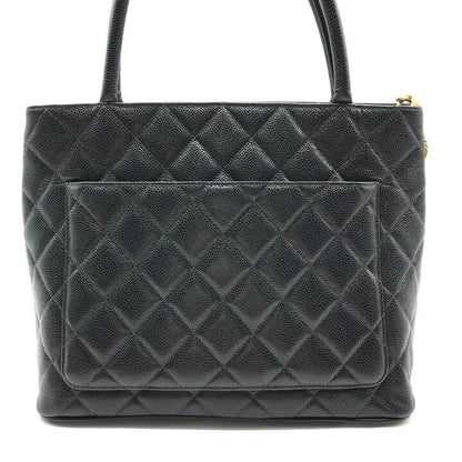 Chanel CC Logo Caviar Leather Medallion Tote Bag Black — view 2