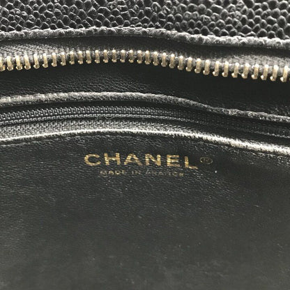 Chanel CC Logo Caviar Leather Medallion Tote Bag Black — view 8