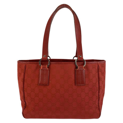 Gucci Red GG Canvas Leather Tote Bag Handle