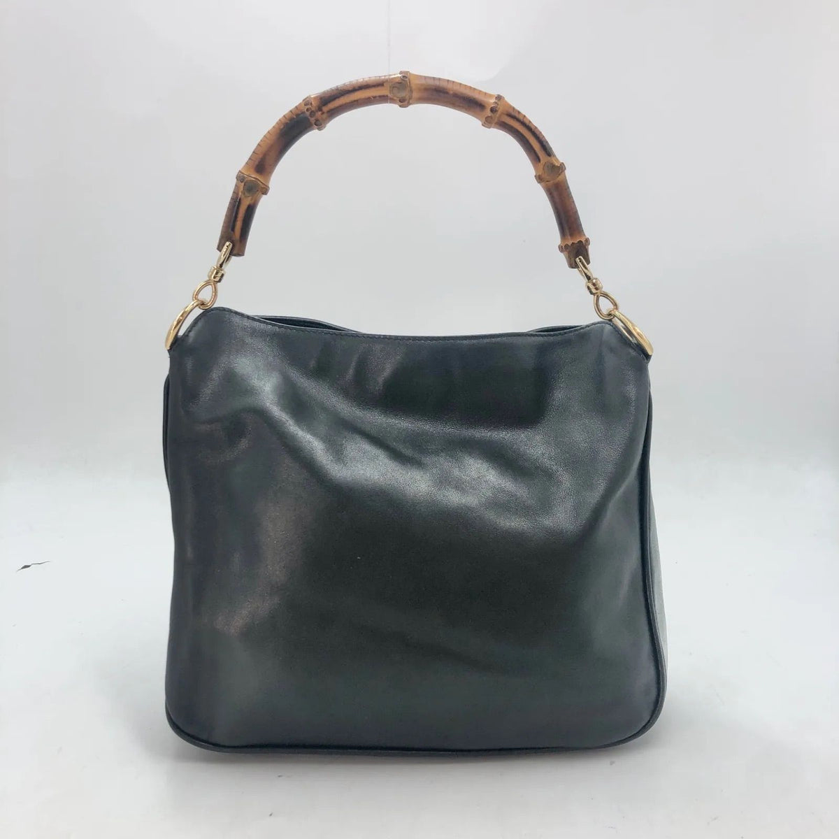 Gucci 2-Way Handle Shoulder Vintage Bamboo Leather Black Handbag — view 2