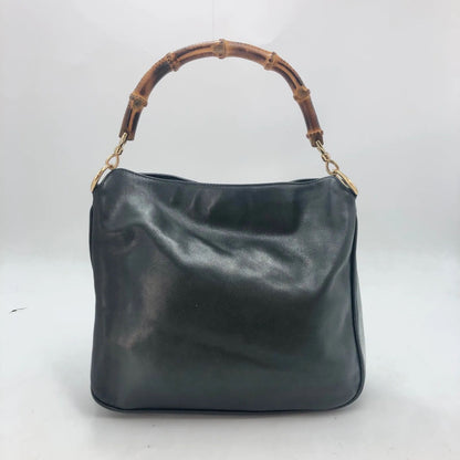 Gucci 2-Way Handle Shoulder Vintage Bamboo Leather Black Handbag — view 2