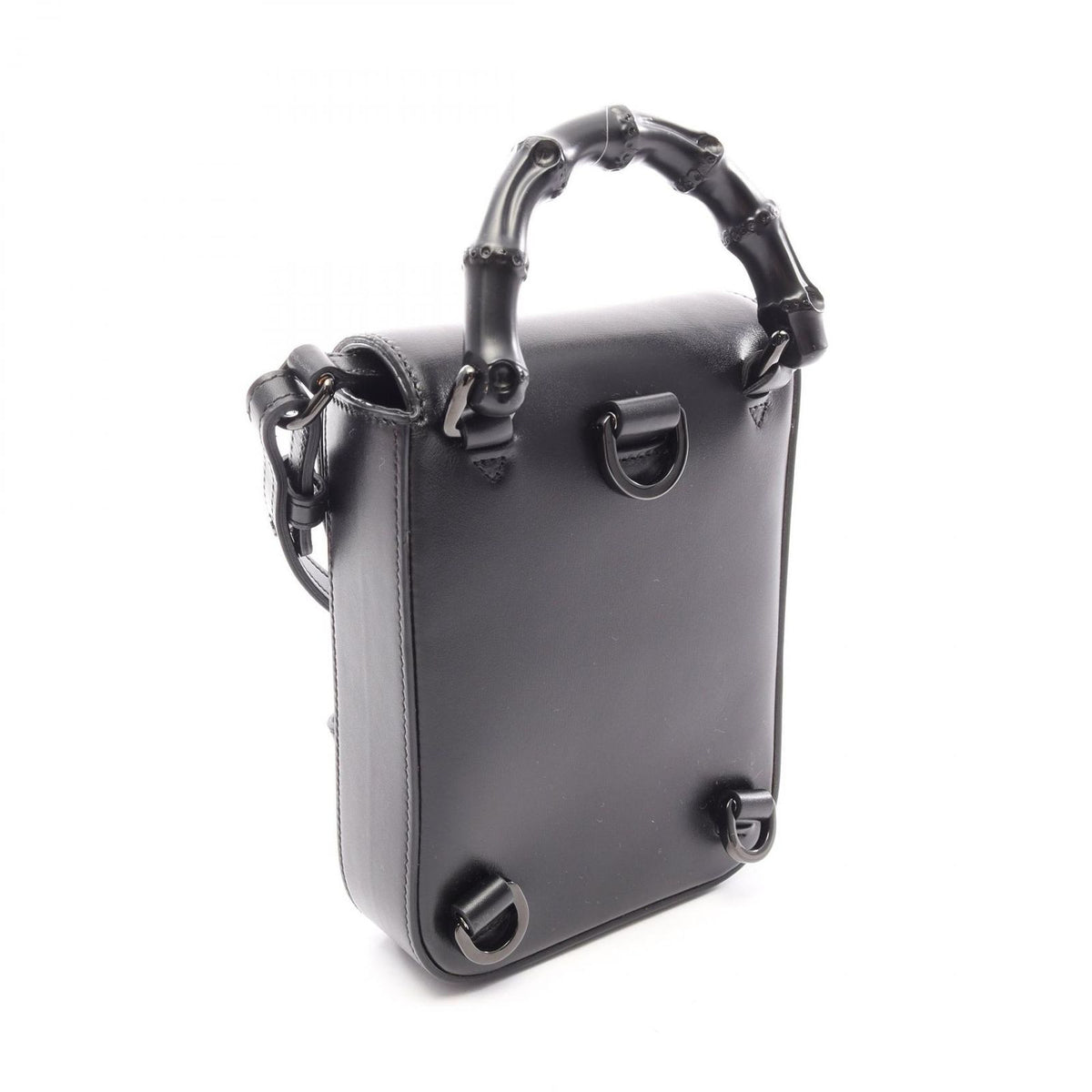 Gucci Handle Bamboo 2-Way Black Leather 3way Shoulder Bag — view 2