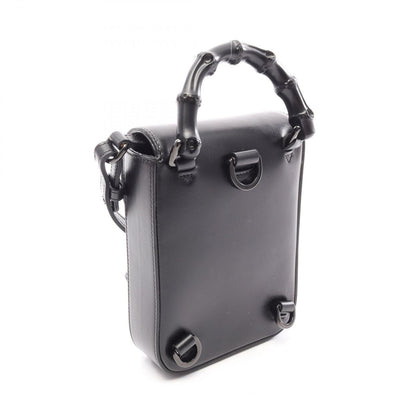 Gucci Handle Bamboo 2-Way Black Leather 3way Shoulder Bag — view 2