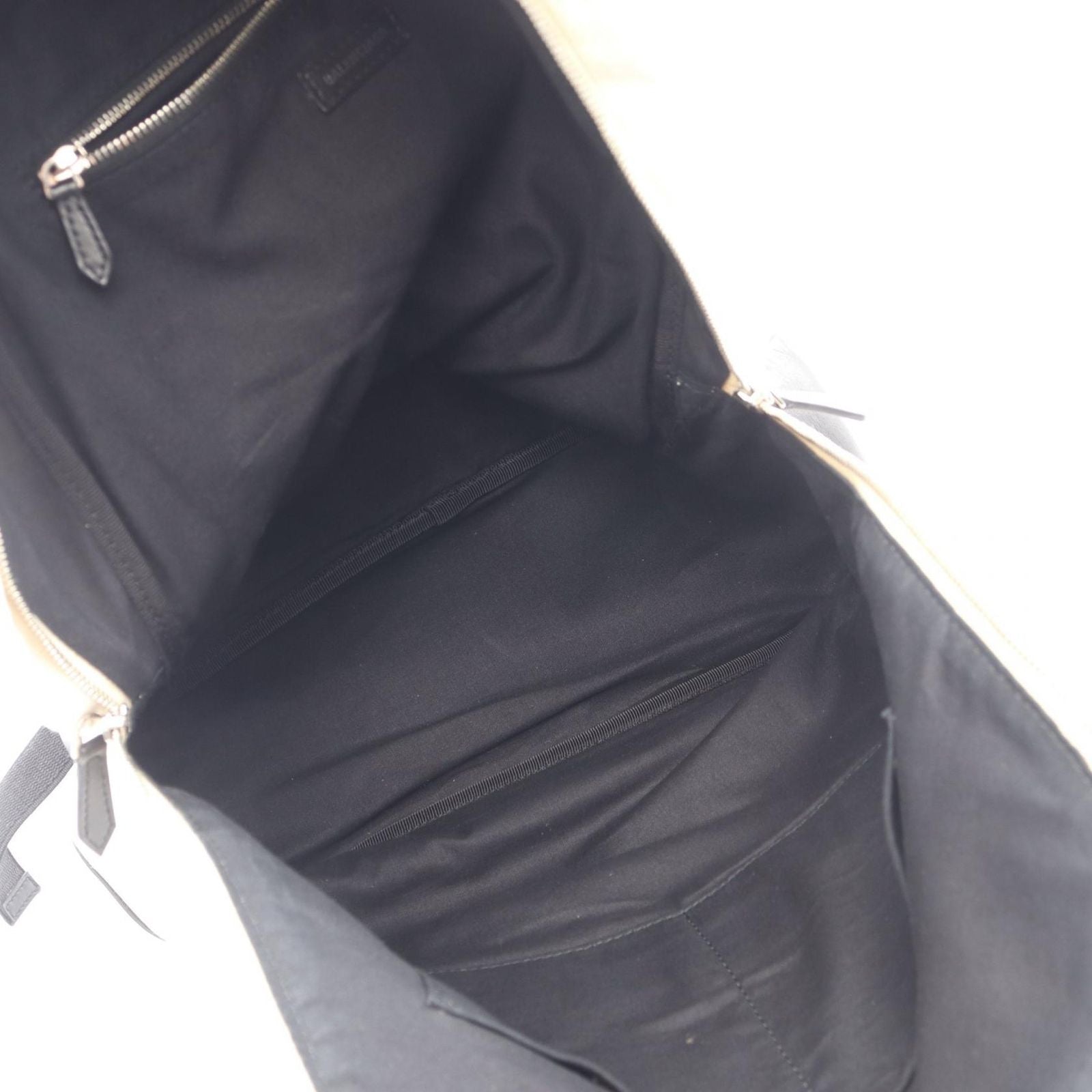 Balenciaga Backpack Navy Ivory Black Canvas Leather Logo — view 3