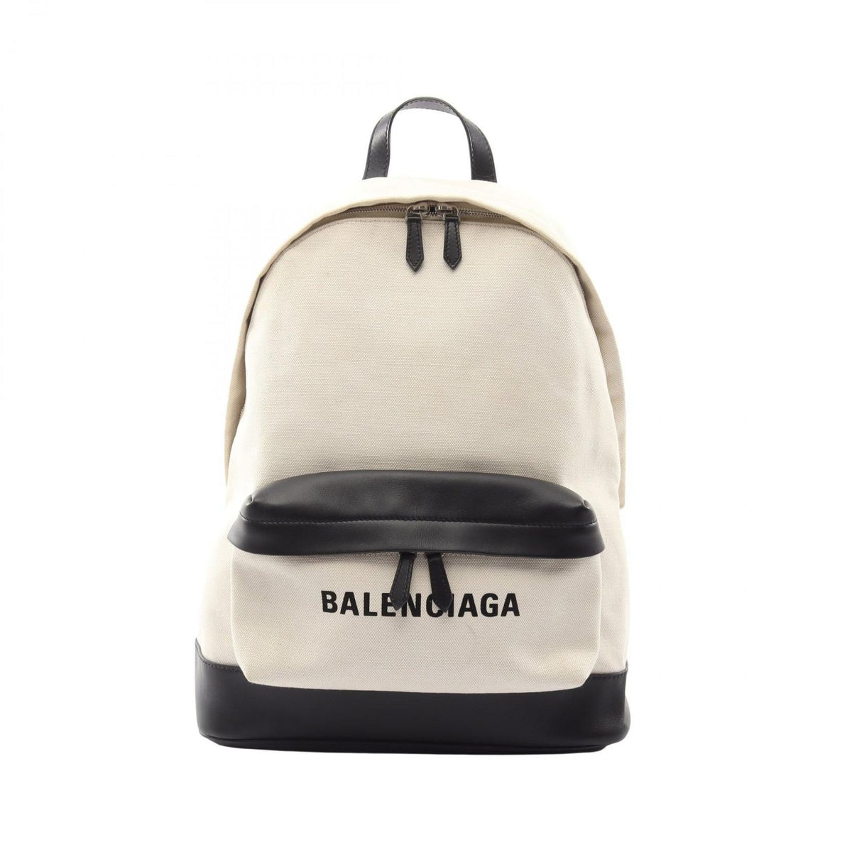 Balenciaga Backpack Navy Ivory Black Canvas Leather Logo