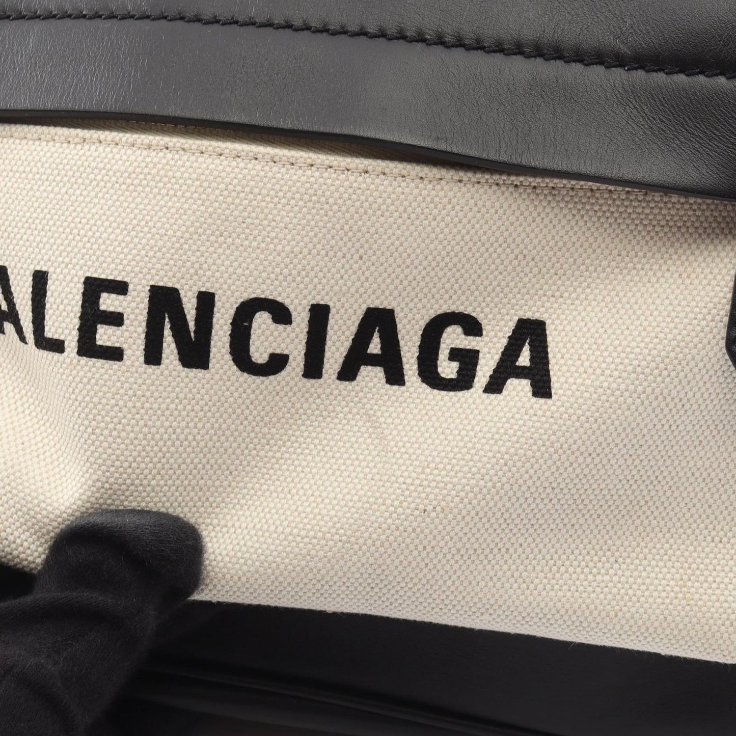 Balenciaga Backpack Navy Ivory Black Canvas Leather Logo — view 6