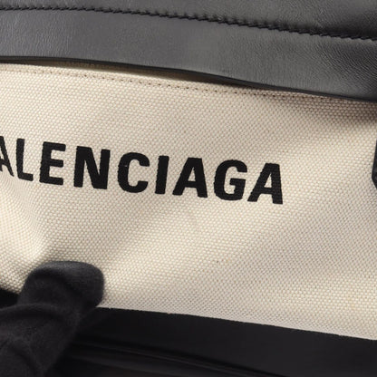 Balenciaga Backpack Navy Ivory Black Canvas Leather Logo — view 6