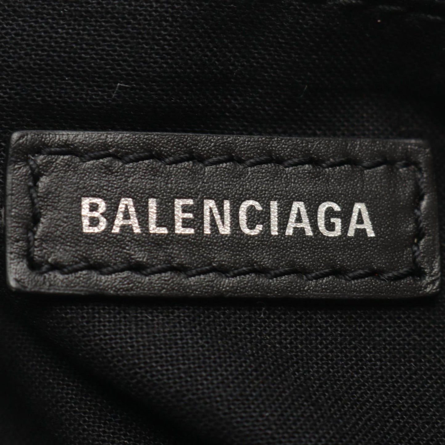 Balenciaga Backpack Navy Ivory Black Canvas Leather Logo — view 4