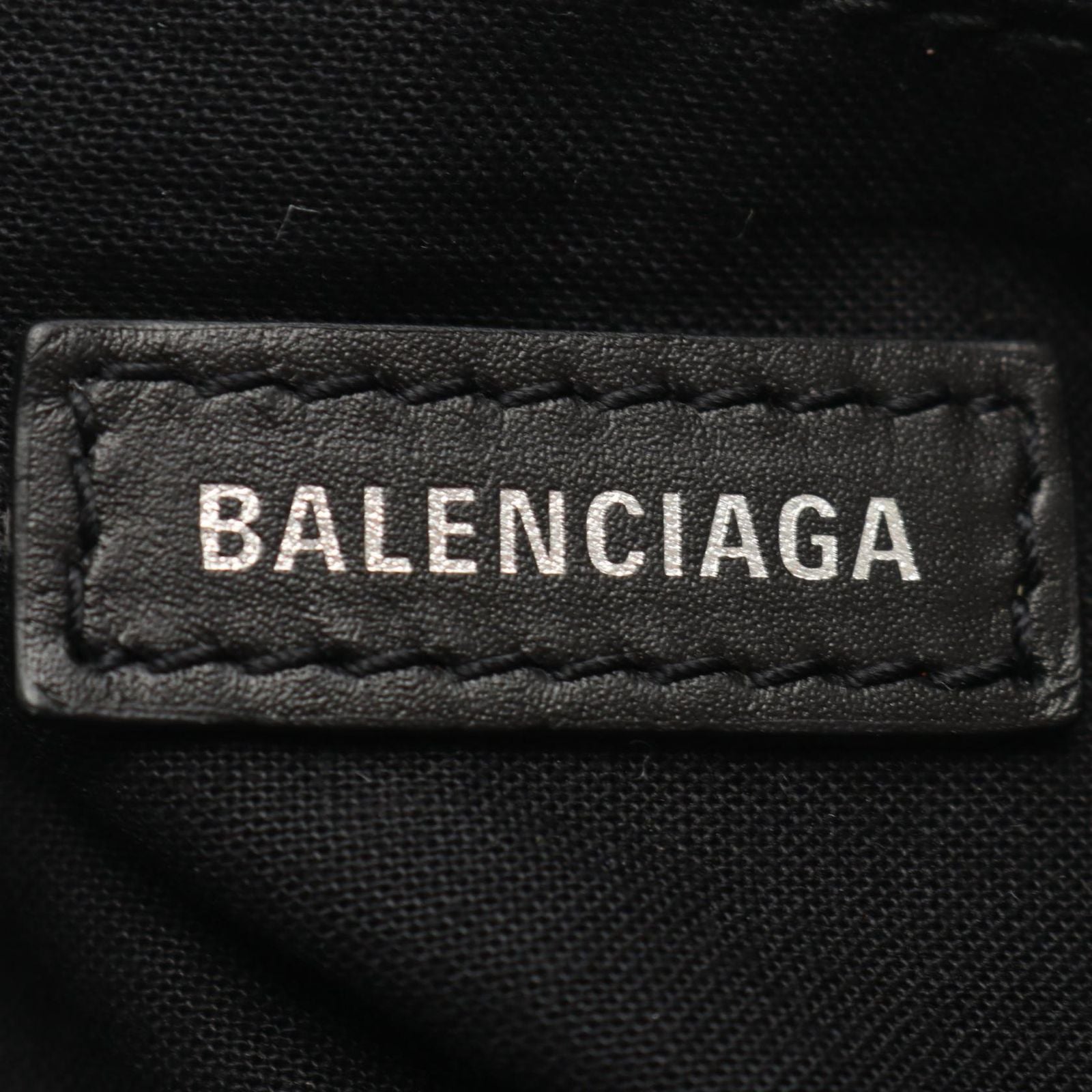 Balenciaga Backpack Navy Ivory Black Canvas Leather Logo — view 4