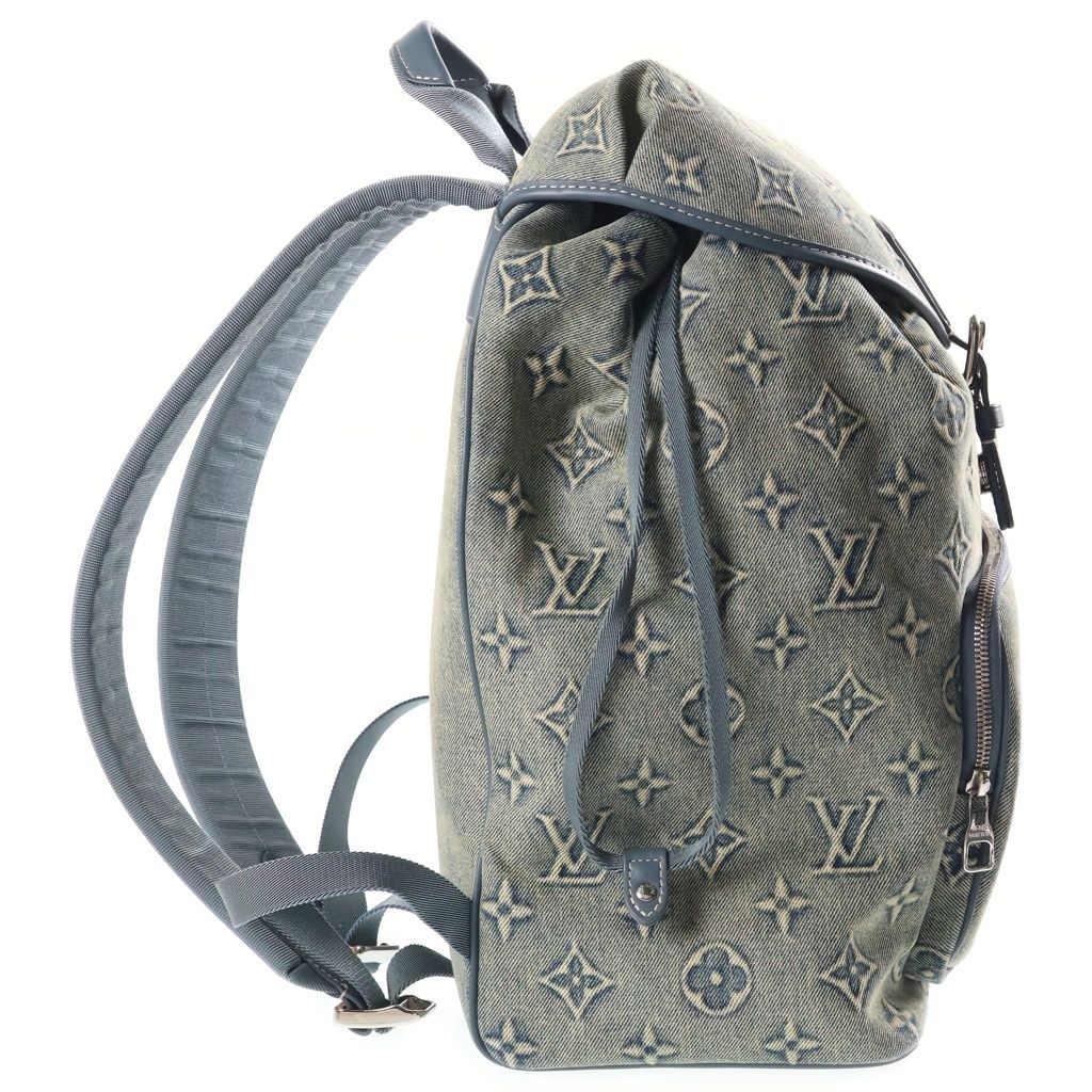 Louis Vuitton Monogram Wash Denim Montsouris Backpack Canvas Blue — view 3