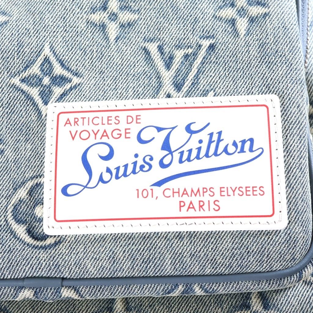 Louis Vuitton Monogram Wash Denim Montsouris Backpack Canvas Blue — view 6