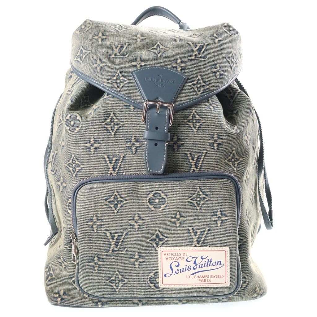 Louis Vuitton Monogram Wash Denim Montsouris Backpack Canvas Blue