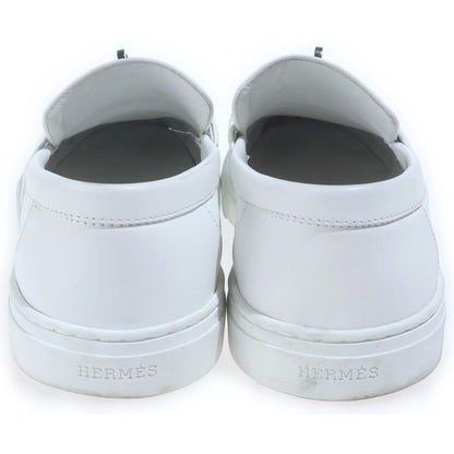 Hermes Game Kelly Buckle Leather Slip Ons White Slippers — view 3