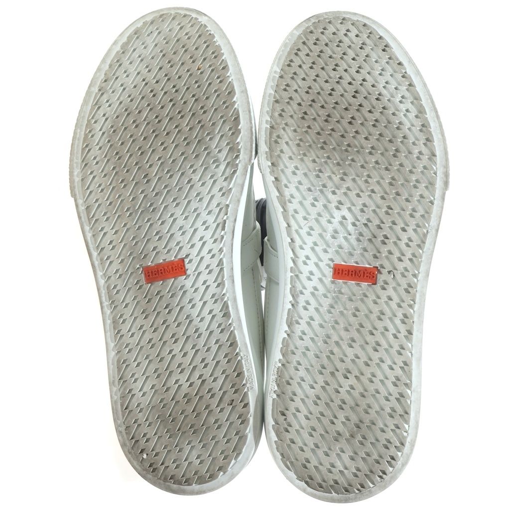Hermes Game Kelly Buckle Leather Slip Ons White Slippers — view 5