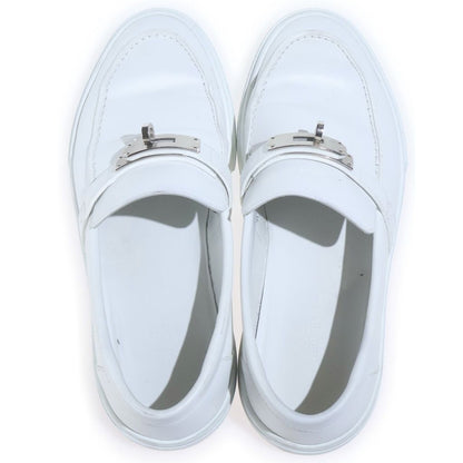Hermes Game Kelly Buckle Leather Slip Ons White Slippers — view 4