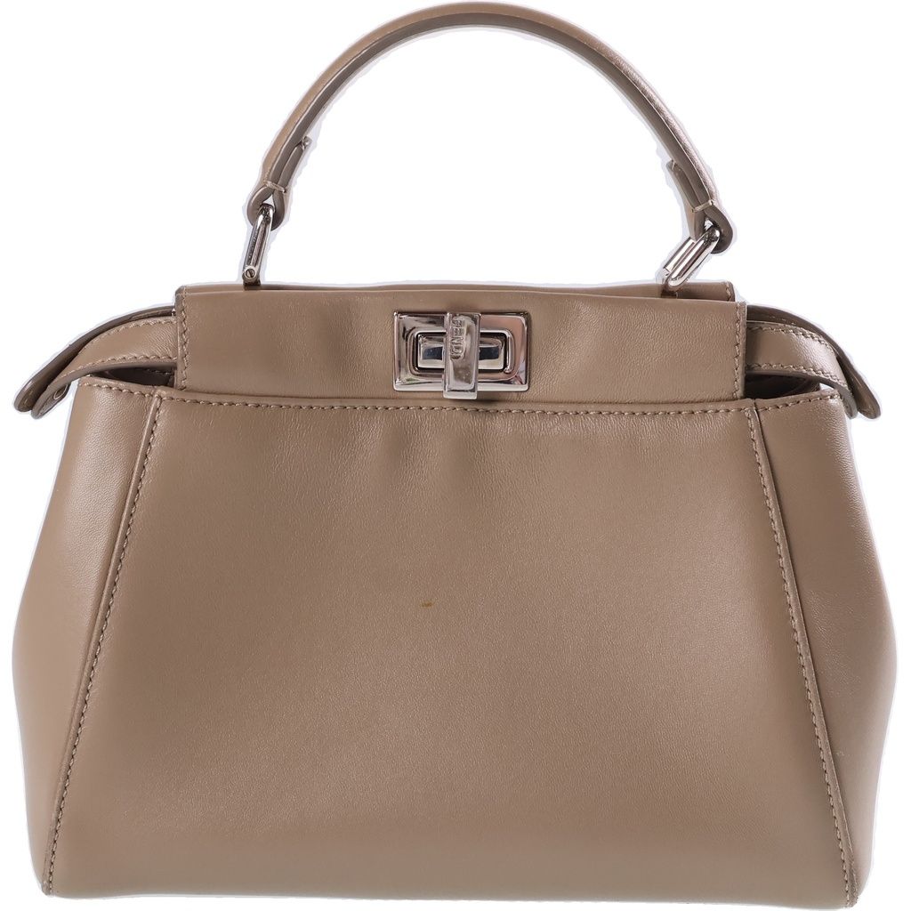 Fendi Peekaboo Mini 2-Way Shoulder Bag Handle Beige