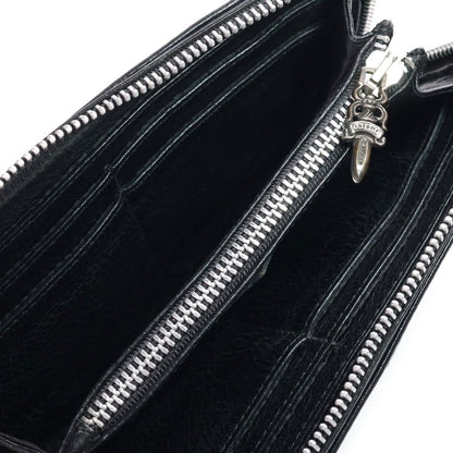 Chrome Hearts Rec Zip 3 Cross Round Zip Leather Wallet Black — view 4
