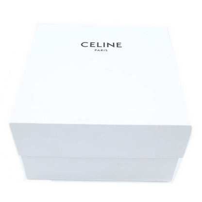 Celine Triomphe Canvas Leather Chain Clutch Shoulder Bag Gold White Brown — view 8