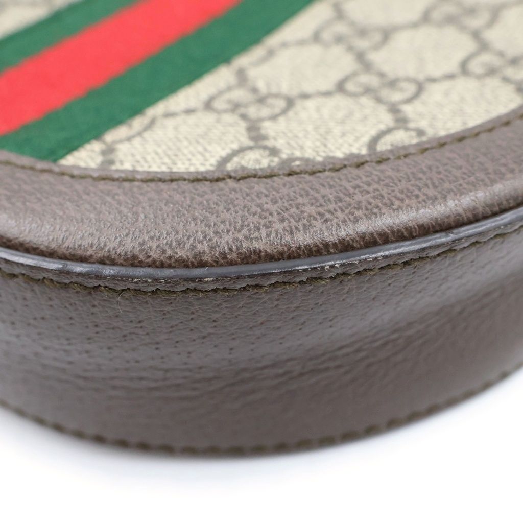Gucci Ophidia GG Supreme Mini Round Shoulder Bag Brown Leather — view 5
