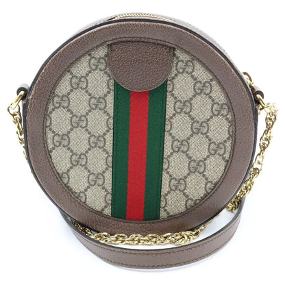 Gucci Ophidia GG Supreme Mini Round Shoulder Bag Brown Leather — view 2