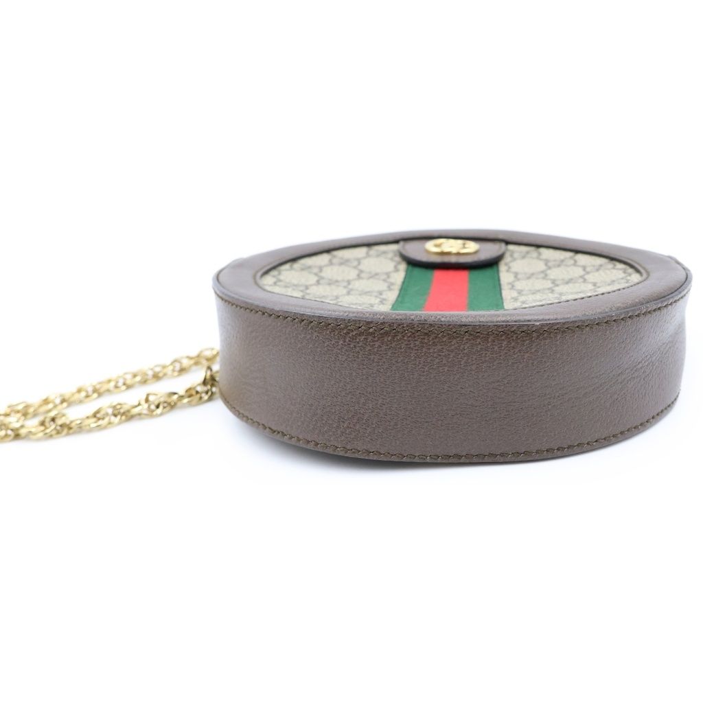 Gucci Ophidia GG Supreme Mini Round Shoulder Bag Brown Leather — view 4