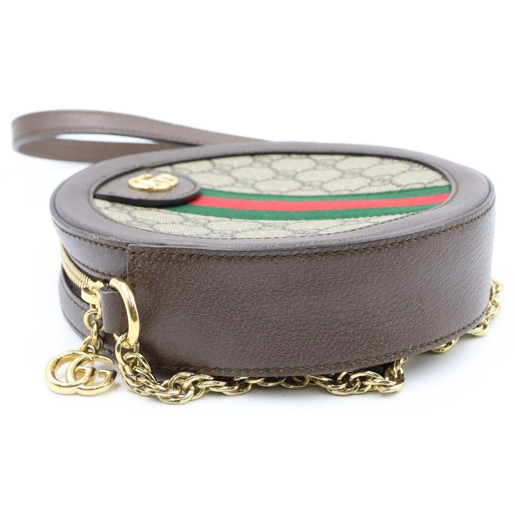 Gucci Ophidia GG Supreme Mini Round Shoulder Bag Brown Leather — view 3