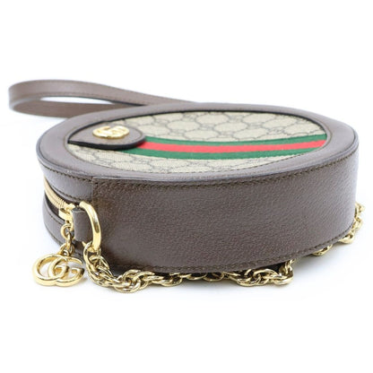 Gucci Ophidia GG Supreme Mini Round Shoulder Bag Brown Leather — view 3
