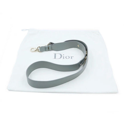 Dior Lady Small 2-Way Handle Shoulder Bag Gray Leather Gold — view 8
