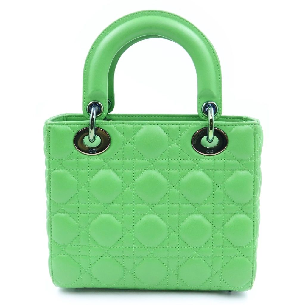 Dior Lady Small 2-Way Handle Shoulder Bag Green Leather Black — view 2