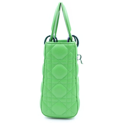 Dior Lady Small 2-Way Handle Shoulder Bag Green Leather Black — view 3