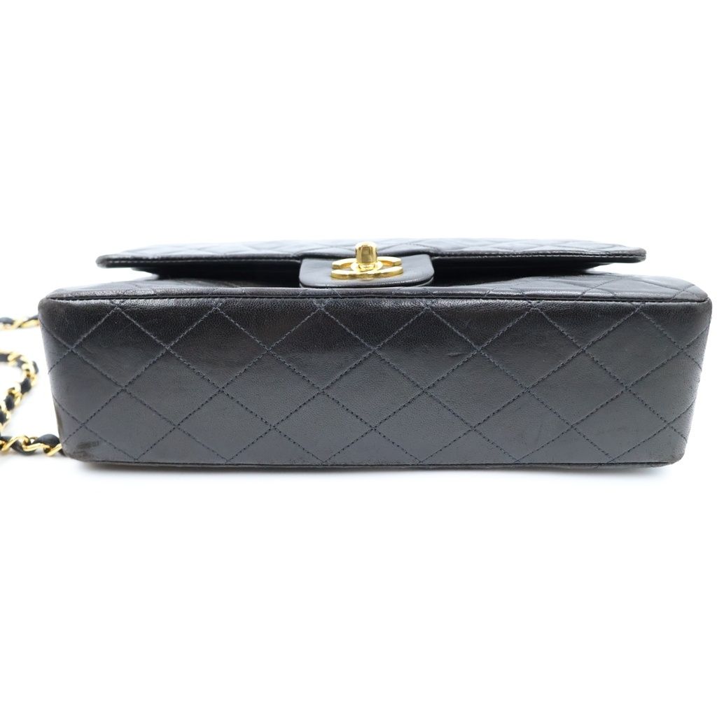 Chanel Quilted 25 Double Flap Chain Shoulder Bag Black Lambskin Gold — view 4