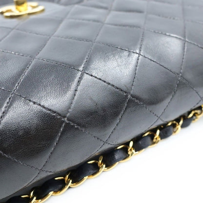 Chanel Quilted 25 Double Flap Chain Shoulder Bag Black Lambskin Gold — view 6