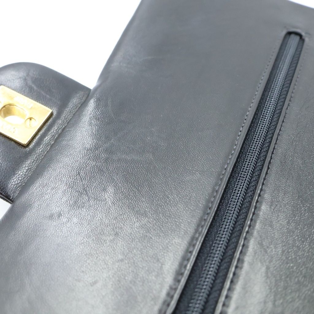 Chanel Quilted 25 Double Flap Chain Shoulder Bag Black Lambskin Gold — view 7