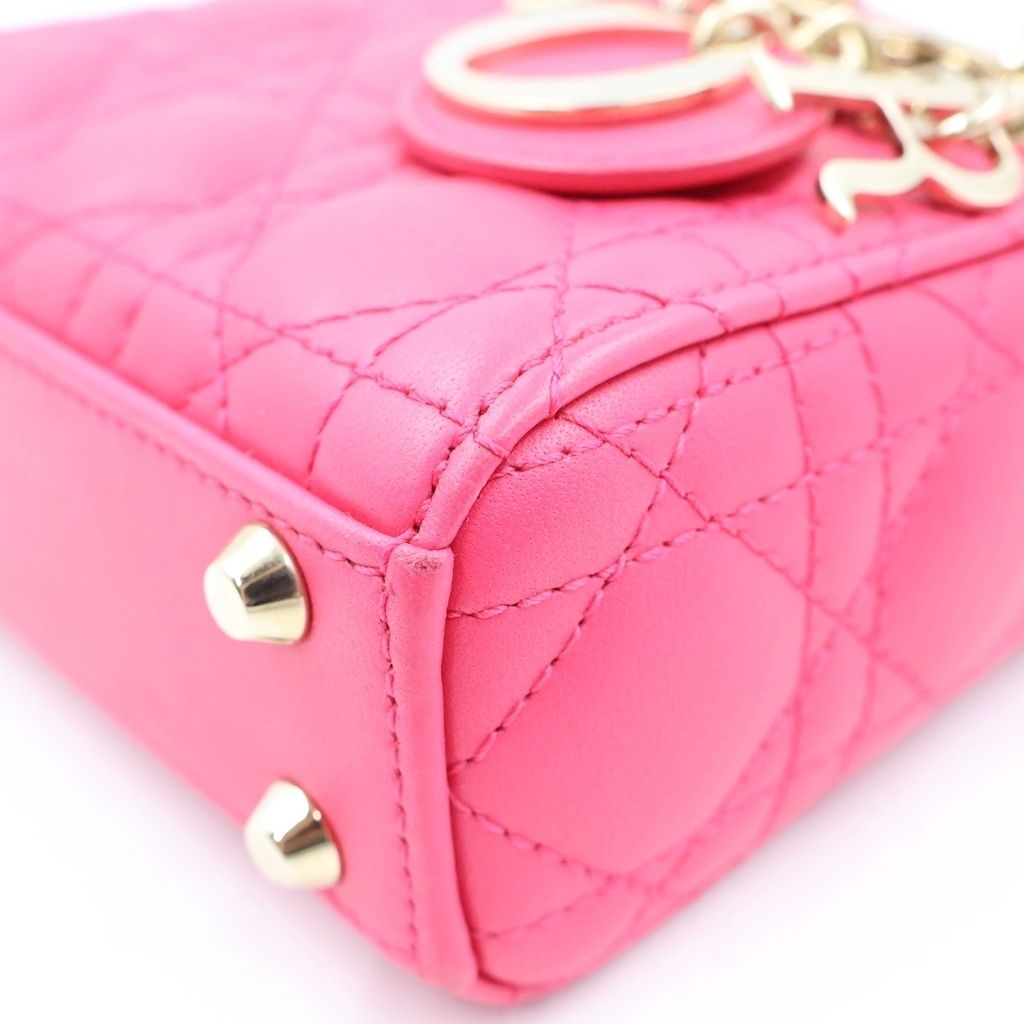 Dior Lady Micro 2-Way Shoulder Bag Handle Pink Gold — view 5