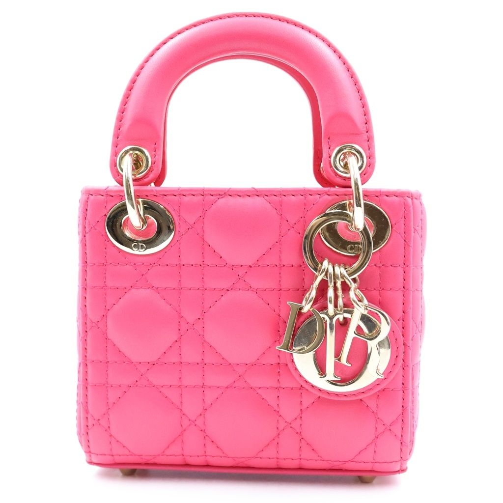 Dior Lady Micro 2-Way Shoulder Bag Handle Pink Gold