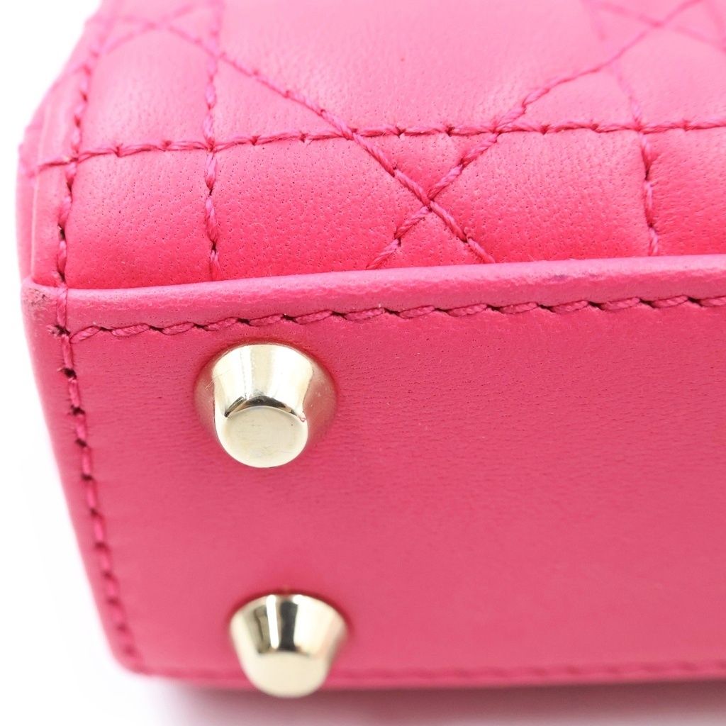 Dior Lady Micro 2-Way Shoulder Bag Handle Pink Gold — view 6