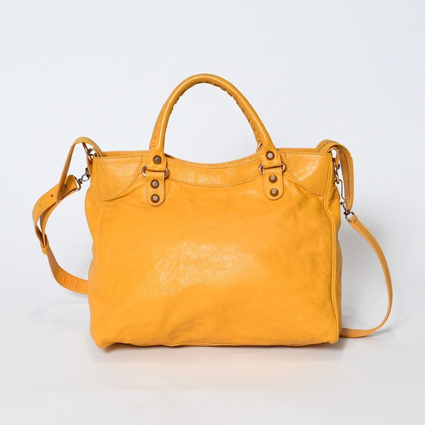 Balenciaga Mini City Shoulder Bag Yellow Leather Champagne Gold — view 2