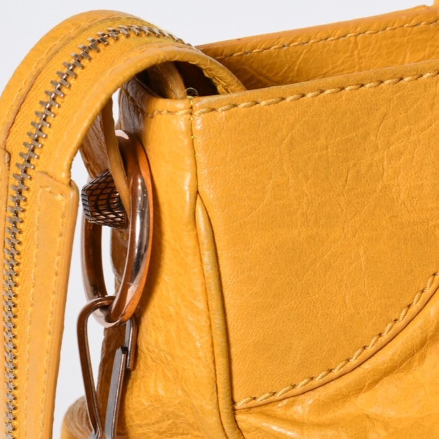 Balenciaga Mini City Shoulder Bag Yellow Leather Champagne Gold — view 6
