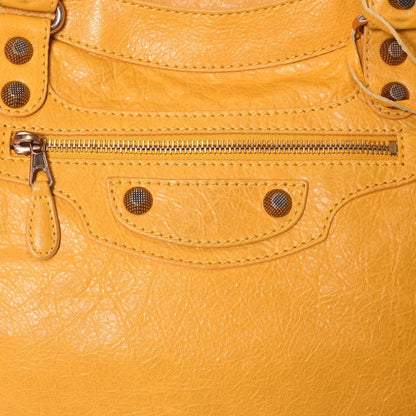 Balenciaga Mini City Shoulder Bag Yellow Leather Champagne Gold — view 4