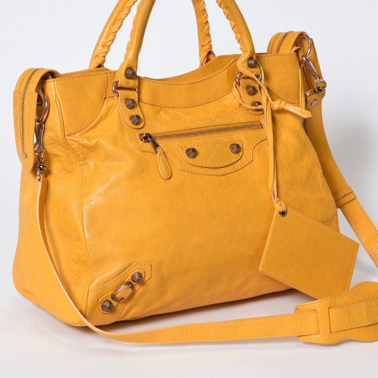 Balenciaga Mini City Shoulder Bag Yellow Leather Champagne Gold — view 3