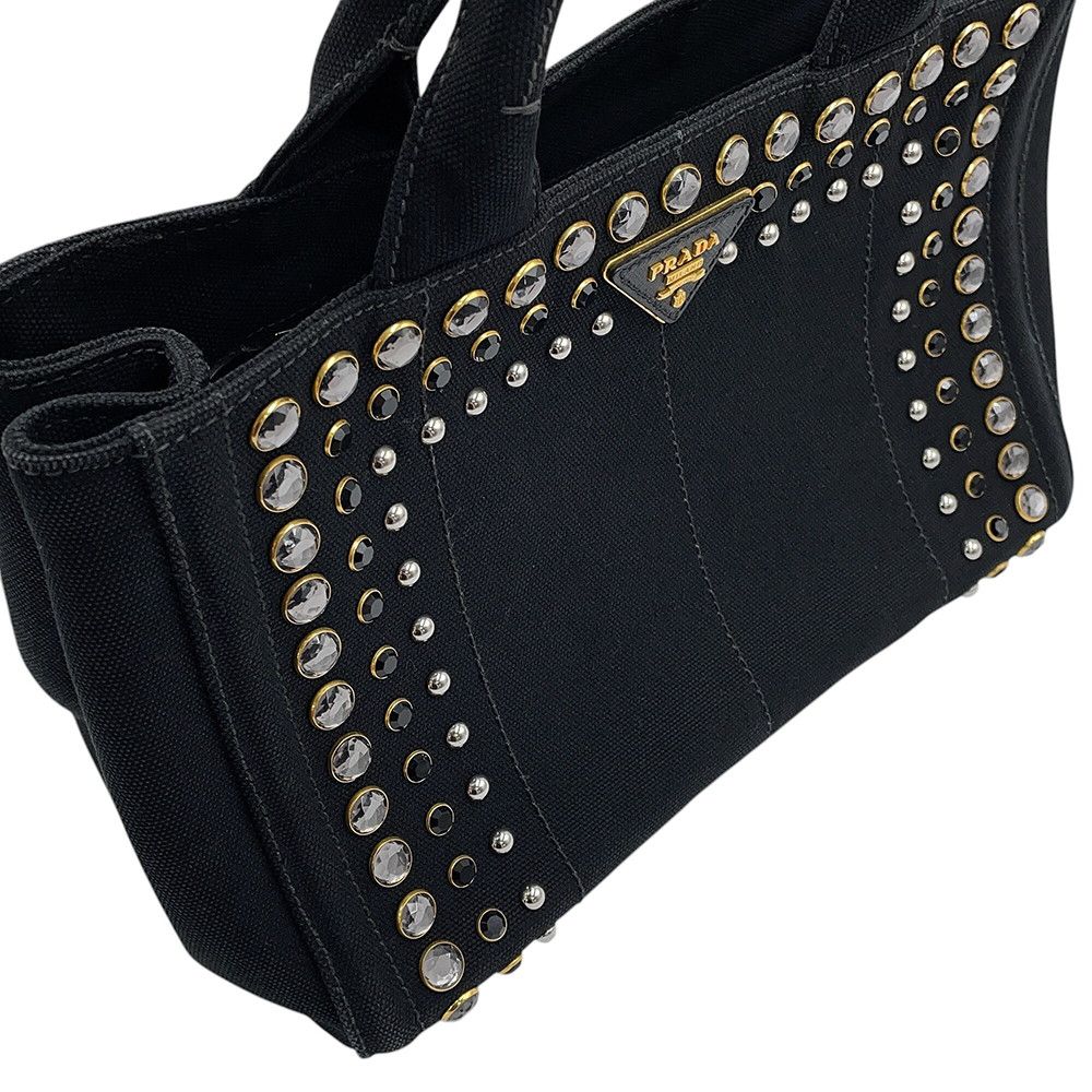 Prada Tote Bag Canapa View Canvas B Black — view 8