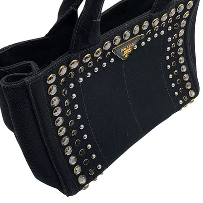 Prada Tote Bag Canapa View Canvas B Black — view 8