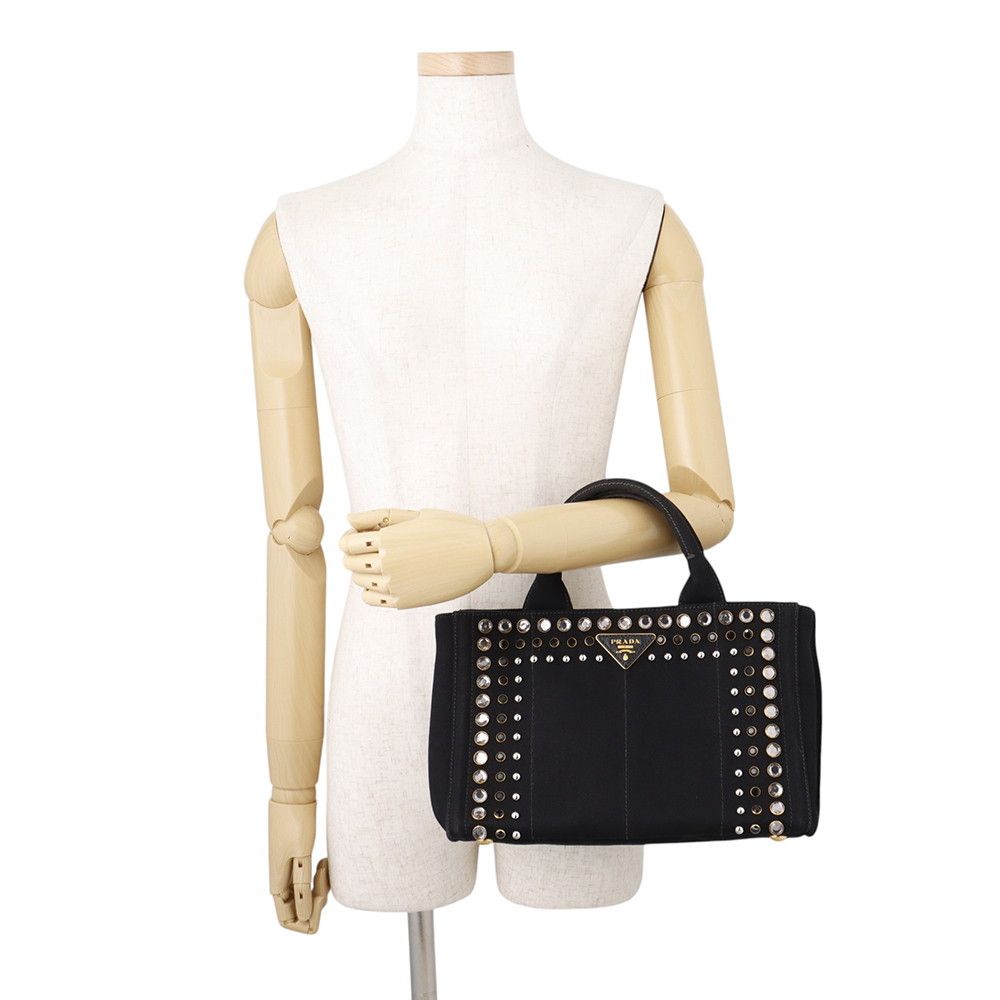 Prada Tote Bag Canapa View Canvas B Black — view 4