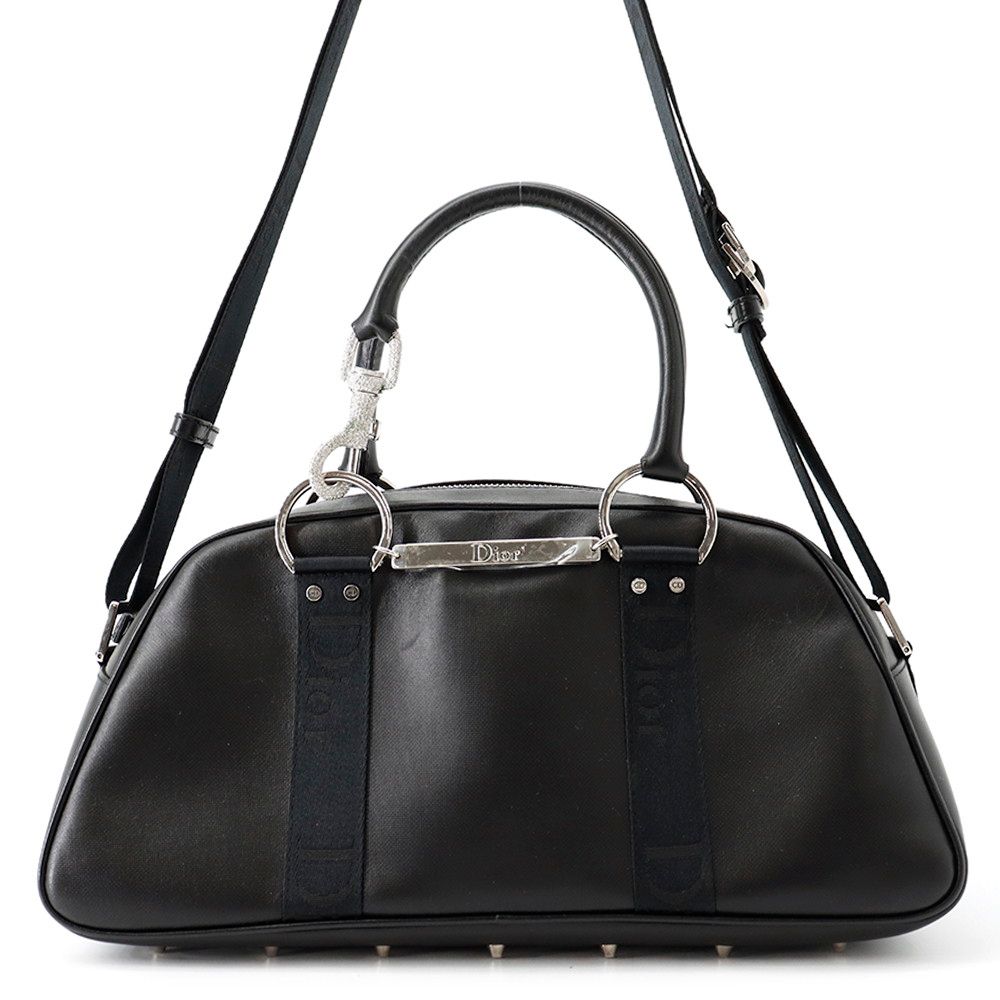 Dior Handle Hardcore Rhinestone 2-Way Shoulder Black Handbag