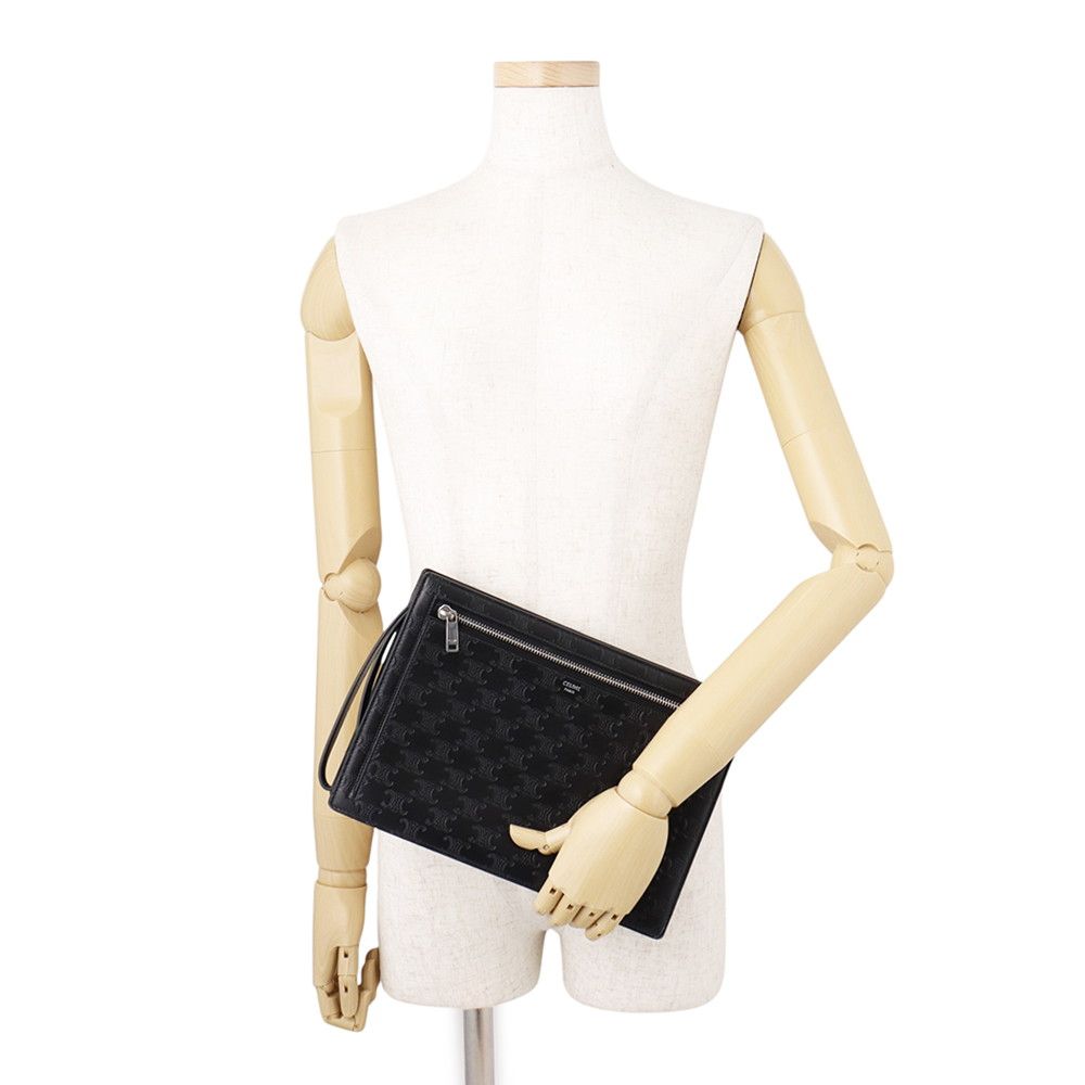 Celine Clutch Triomphe Calfskin Black — view 4