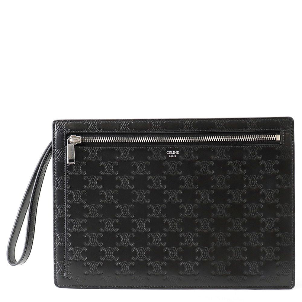 Celine Clutch Triomphe Calfskin Black